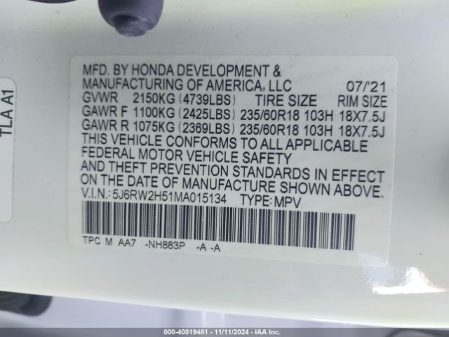 Photo 8 VIN: 5J6RW2H51MA015134 - HONDA CR-V 