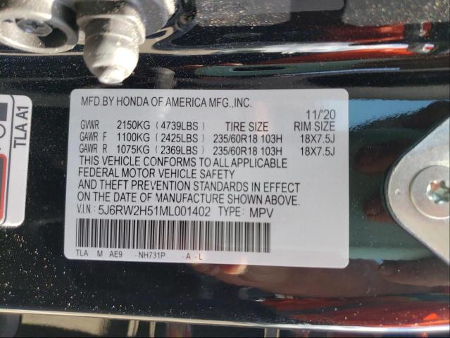 Photo 9 VIN: 5J6RW2H51ML001402 - HONDA CR-V EX 