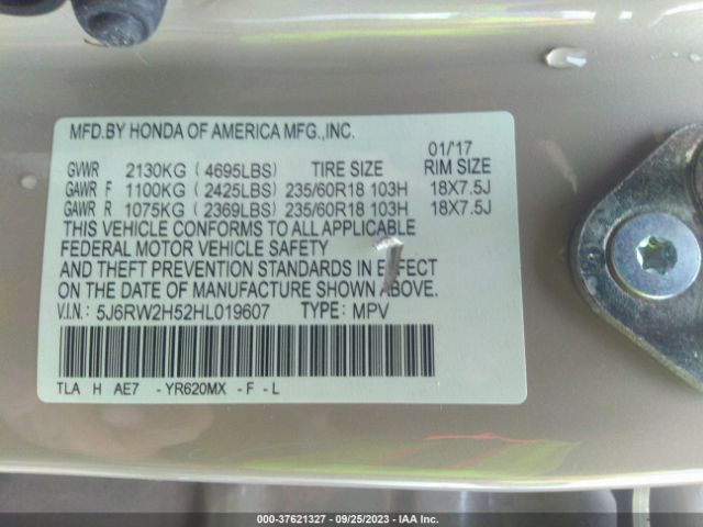 Photo 8 VIN: 5J6RW2H52HL019607 - HONDA CR-V 