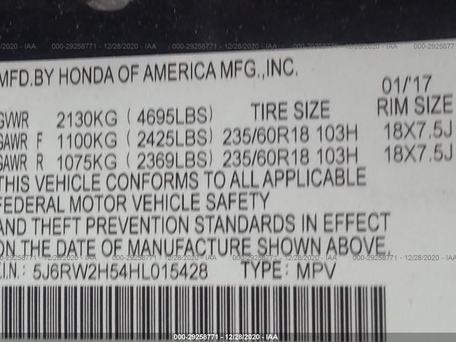 Photo 8 VIN: 5J6RW2H54HL015428 - HONDA CR-V 