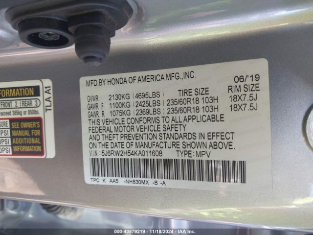 Photo 8 VIN: 5J6RW2H54KA011608 - HONDA CR-V 