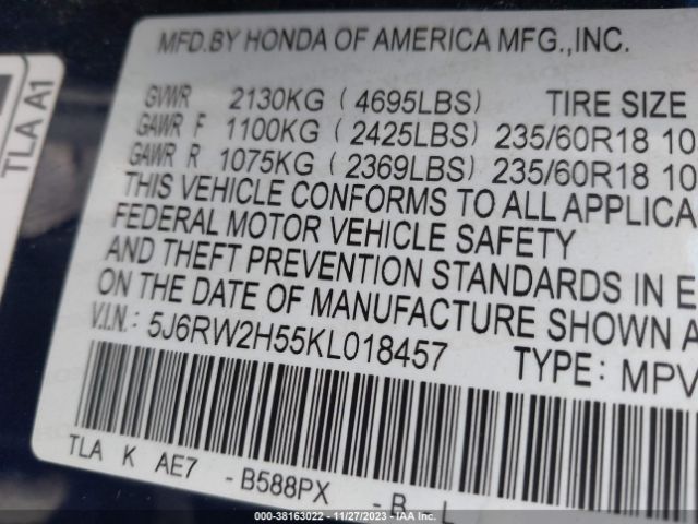 Photo 8 VIN: 5J6RW2H55KL018457 - HONDA CR-V 