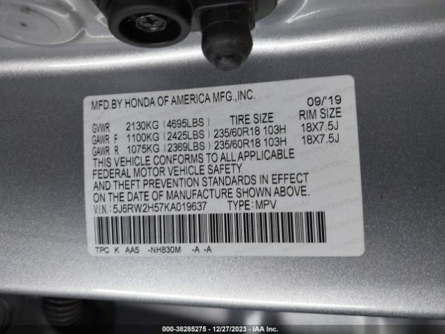 Photo 8 VIN: 5J6RW2H57KA019637 - HONDA CR-V 