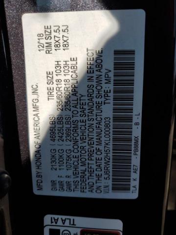 Photo 12 VIN: 5J6RW2H57KL000803 - HONDA CRV 