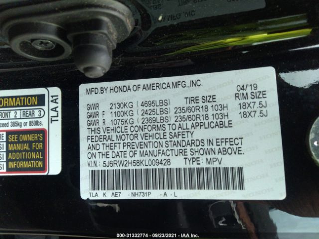 Photo 8 VIN: 5J6RW2H58KL009428 - HONDA CR-V 