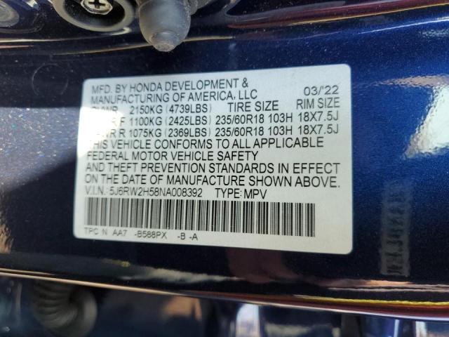 Photo 9 VIN: 5J6RW2H58NA008392 - HONDA CR-V EX 