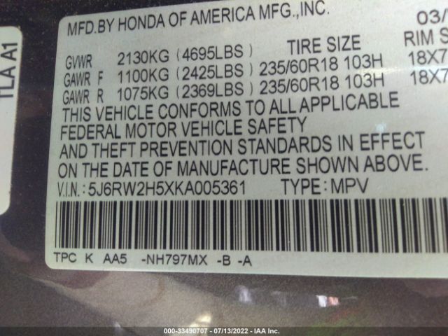 Photo 8 VIN: 5J6RW2H5XKA005361 - HONDA CR-V 