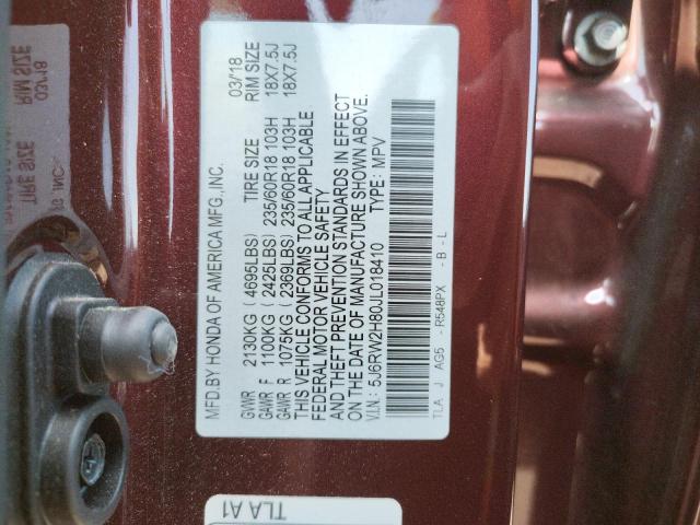 Photo 9 VIN: 5J6RW2H80JL018410 - HONDA CR-V EXL 