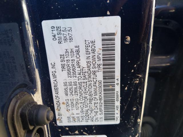 Photo 9 VIN: 5J6RW2H80KA009090 - HONDA CR-V EXL 