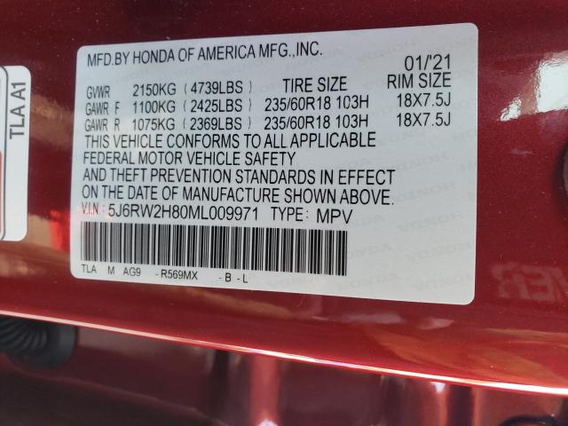 Photo 9 VIN: 5J6RW2H80ML009971 - HONDA CR-V EXL 