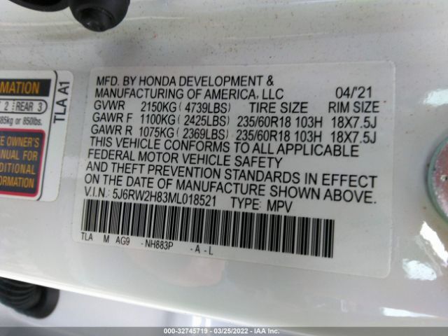 Photo 8 VIN: 5J6RW2H83ML018521 - HONDA CR-V 