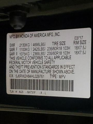 Photo 9 VIN: 5J6RW2H84HL029761 - HONDA CR-V EXL 