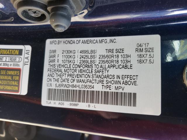 Photo 9 VIN: 5J6RW2H84HL036354 - HONDA CR-V EXL 