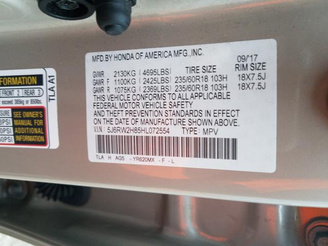 Photo 9 VIN: 5J6RW2H85HL072554 - HONDA CR-V EXL 