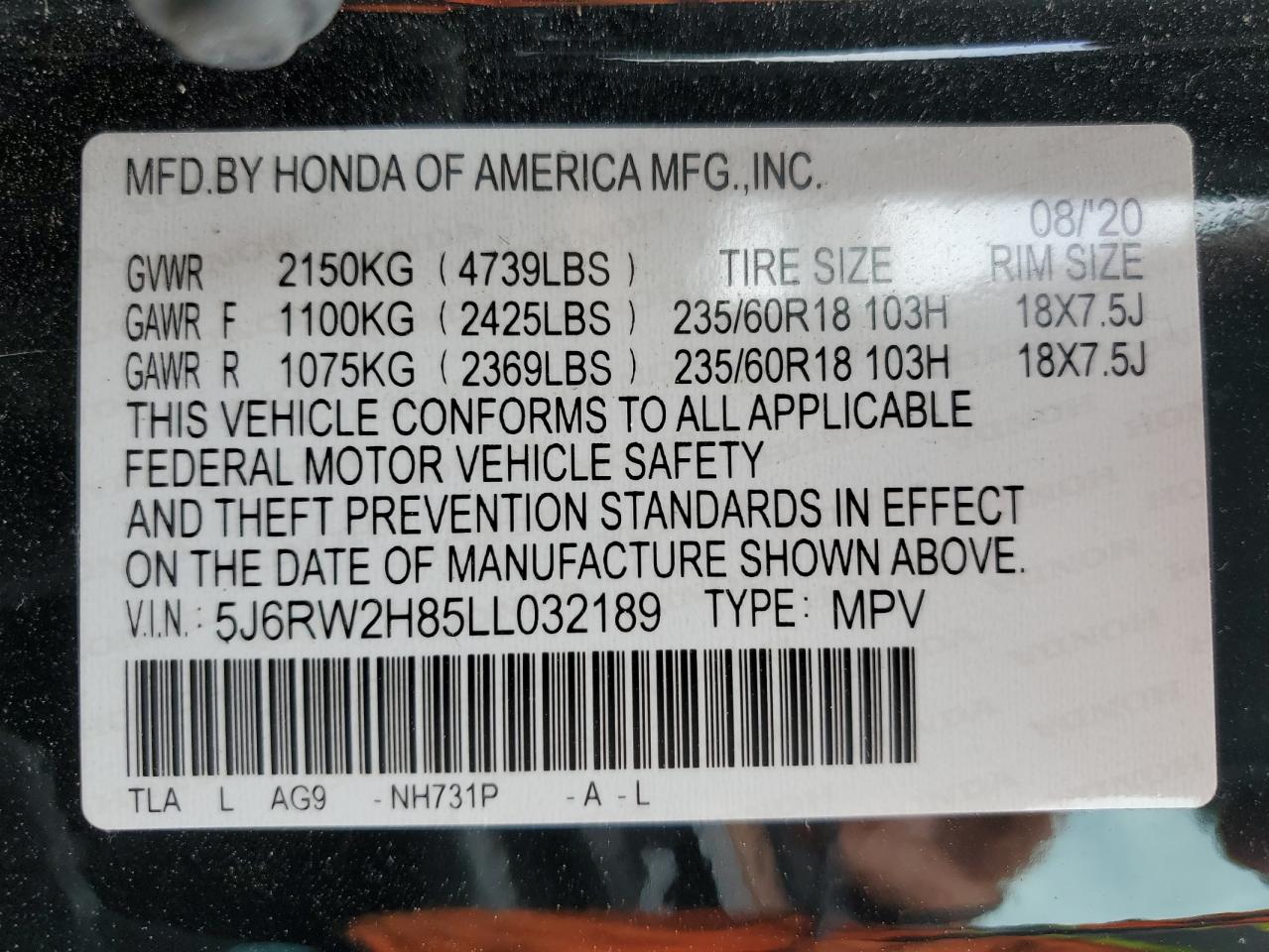 Photo 13 VIN: 5J6RW2H85LL032189 - HONDA CR-V 