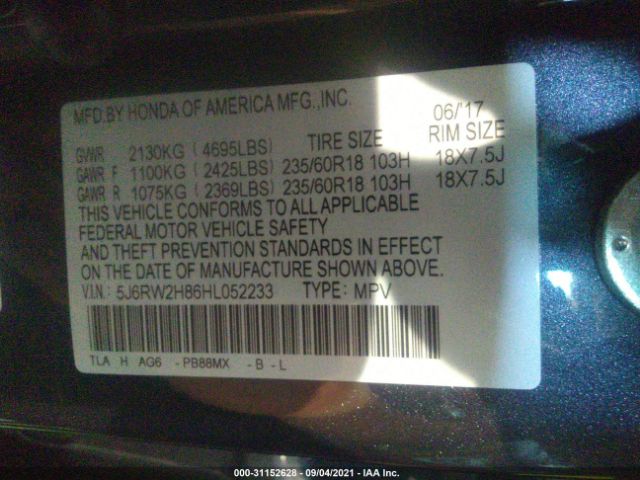 Photo 8 VIN: 5J6RW2H86HL052233 - HONDA CR-V 