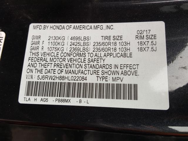 Photo 9 VIN: 5J6RW2H88HL022084 - HONDA CR-V EXL 