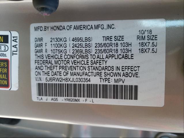 Photo 9 VIN: 5J6RW2H8XJL030354 - HONDA CR-V EXL 