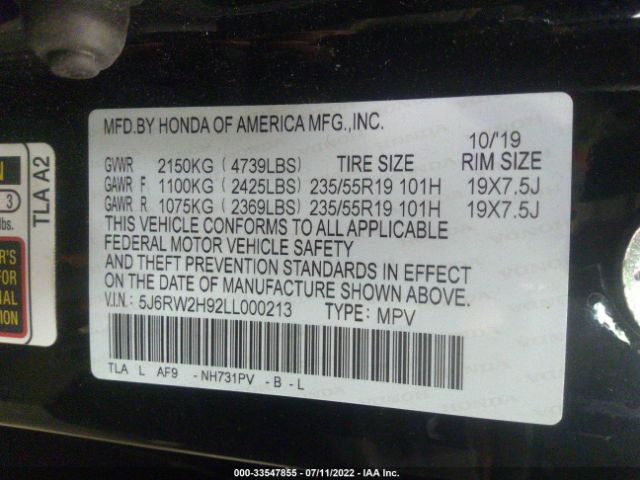 Photo 8 VIN: 5J6RW2H92LL000213 - HONDA CR-V 