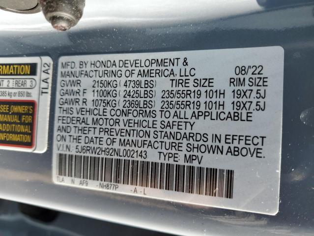 Photo 11 VIN: 5J6RW2H92NL002143 - HONDA CR-V TOURI 