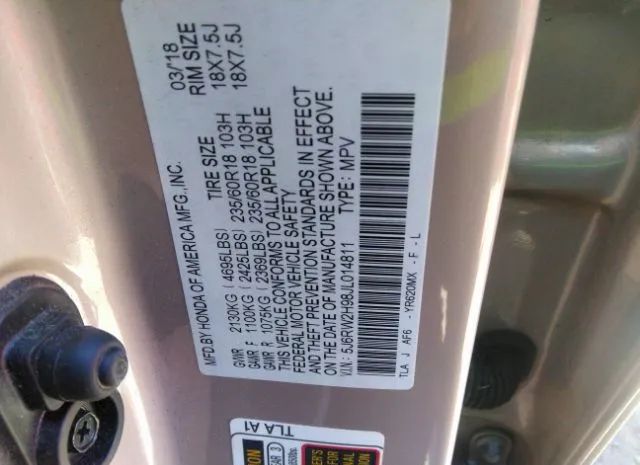 Photo 8 VIN: 5J6RW2H98JL014811 - HONDA CR-V 