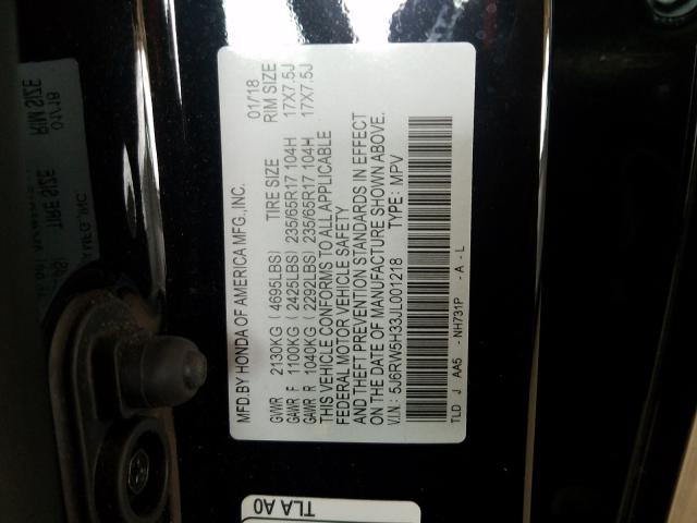 Photo 9 VIN: 5J6RW5H33JL001218 - HONDA CR-V LX 