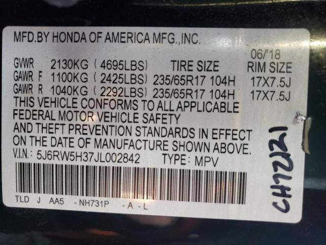 Photo 9 VIN: 5J6RW5H37JL002842 - HONDA CR-V LX 