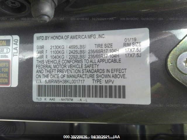 Photo 8 VIN: 5J6RW5H38KL001717 - HONDA CR-V 