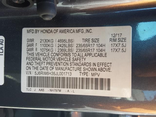 Photo 9 VIN: 5J6RW6H35JL001713 - HONDA CR-V LX 