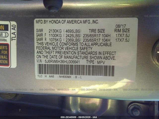 Photo 8 VIN: 5J6RW6H36HL006641 - HONDA CR-V 