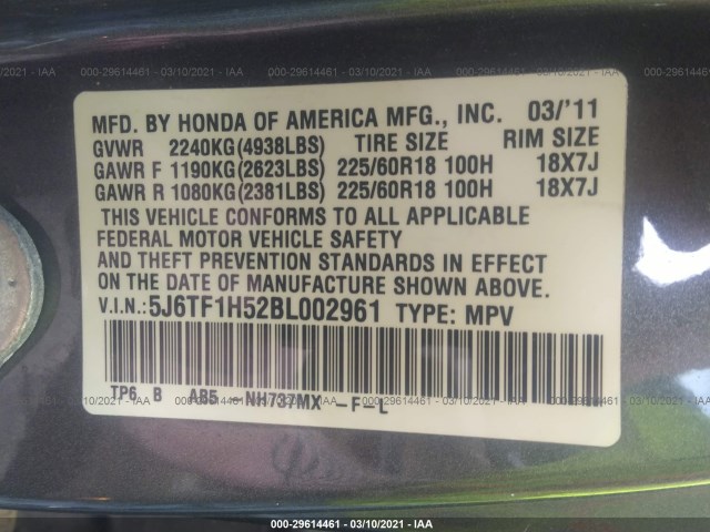 Photo 8 VIN: 5J6TF1H52BL002961 - HONDA ACCORD CROSSTOUR 