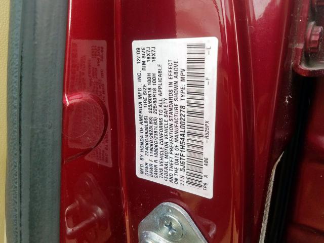 Photo 9 VIN: 5J6TF1H54AL002278 - HONDA ACCORD CRO 