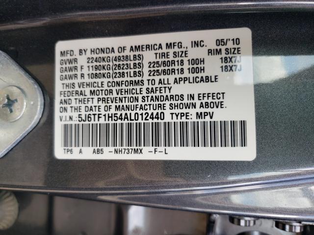 Photo 9 VIN: 5J6TF1H54AL012440 - HONDA ACCORD CRO 