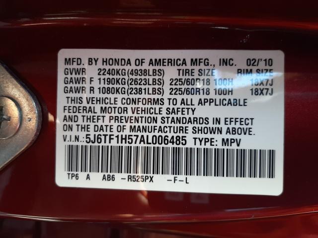 Photo 9 VIN: 5J6TF1H57AL006485 - HONDA ACCORD CRO 