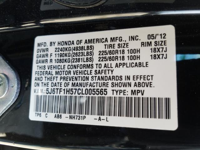 Photo 9 VIN: 5J6TF1H57CL005565 - HONDA CROSSTOUR 