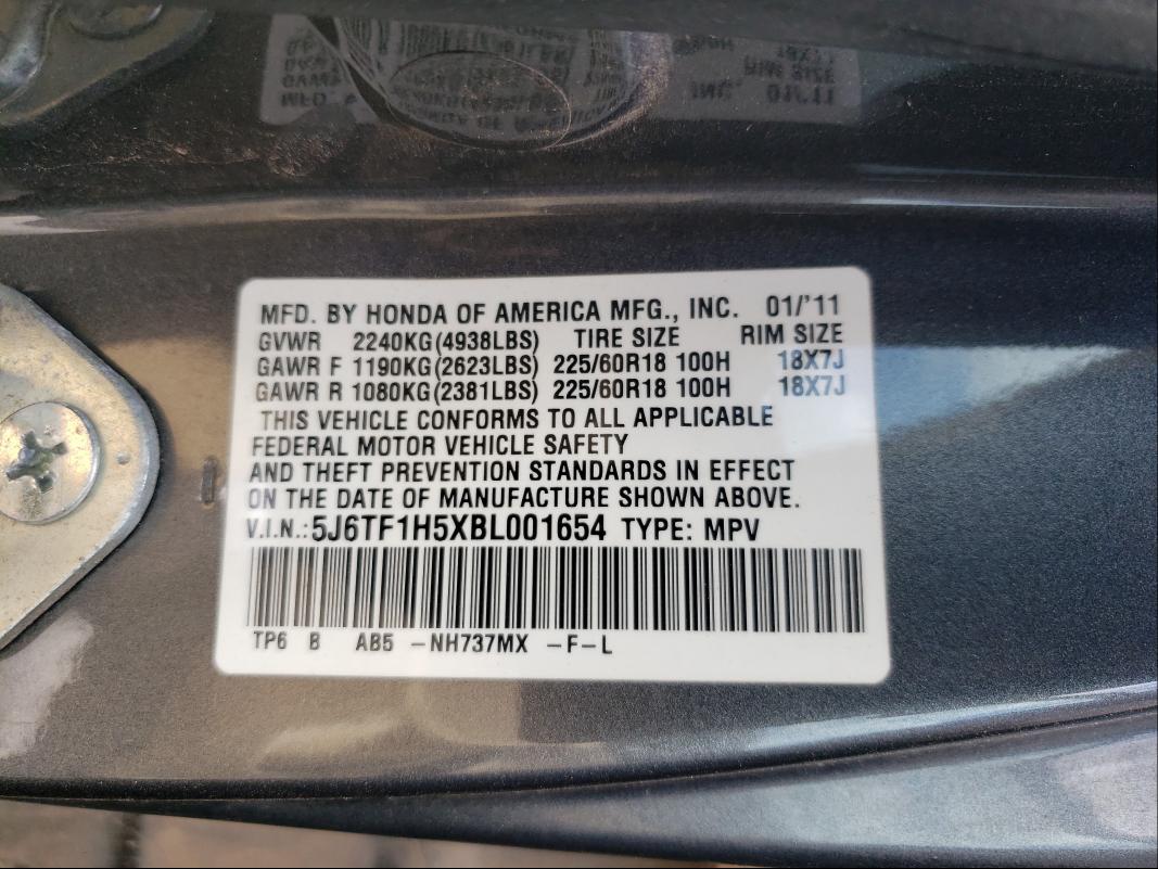 Photo 9 VIN: 5J6TF1H5XBL001654 - HONDA ACCORD CRO 