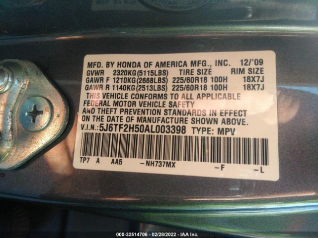 Photo 8 VIN: 5J6TF2H50AL003398 - HONDA ACCORD CROSSTOUR 