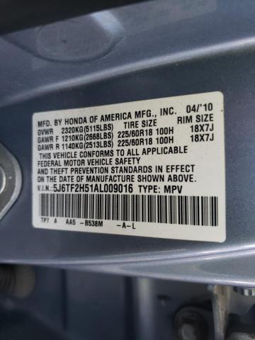 Photo 9 VIN: 5J6TF2H51AL009016 - HONDA ACCORD CRO 