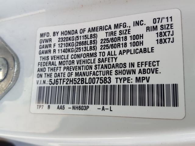 Photo 9 VIN: 5J6TF2H52BL007583 - HONDA ACCORD CRO 