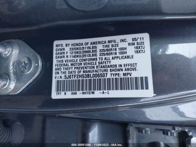 Photo 8 VIN: 5J6TF2H53BL006507 - HONDA ACCORD CROSSTOUR 