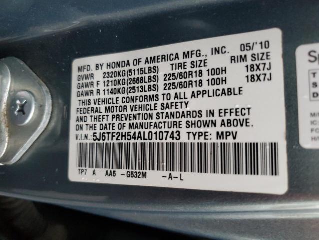 Photo 11 VIN: 5J6TF2H54AL010743 - HONDA ACCORD CRO 