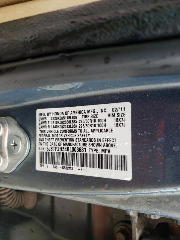 Photo 9 VIN: 5J6TF2H54BL003681 - HONDA ACCORD CRO 