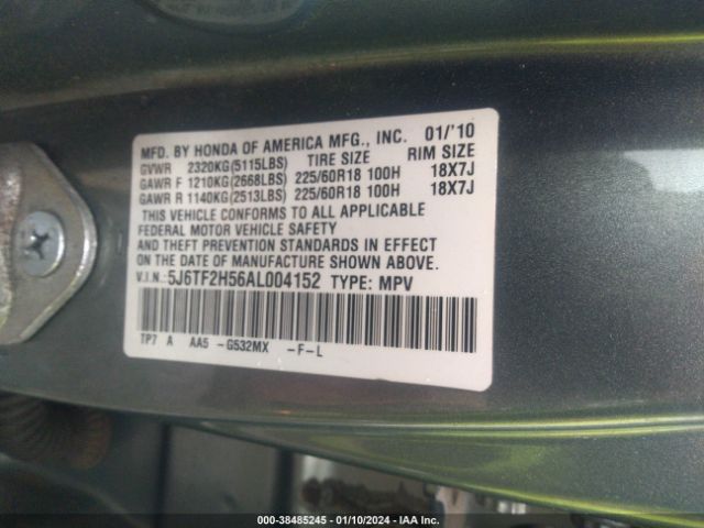 Photo 8 VIN: 5J6TF2H56AL004152 - HONDA ACCORD CROSSTOUR 