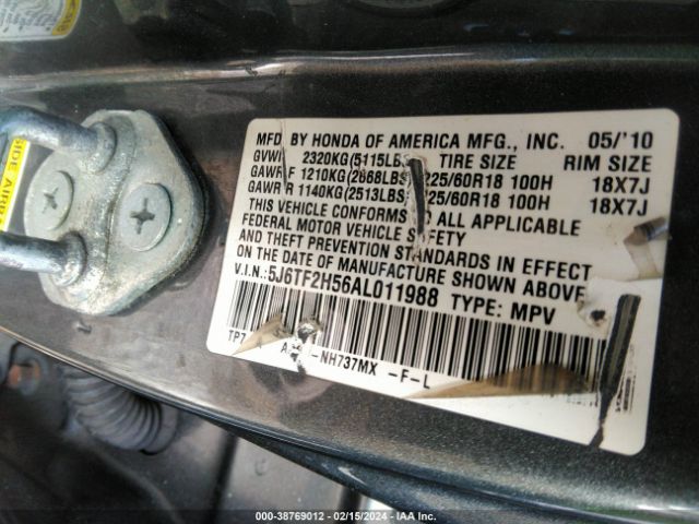 Photo 8 VIN: 5J6TF2H56AL011988 - HONDA ACCORD CROSSTOUR 