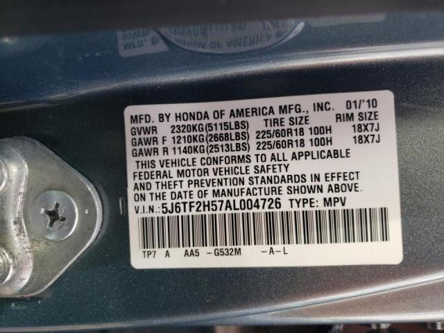 Photo 9 VIN: 5J6TF2H57AL004726 - HONDA ACCORD CRO 