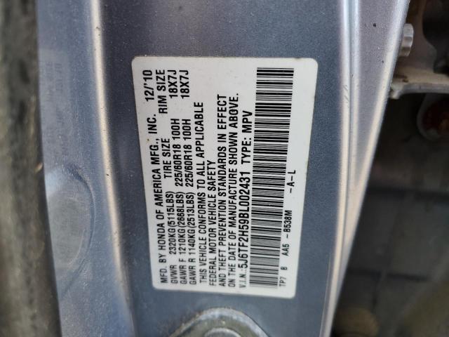 Photo 9 VIN: 5J6TF2H59BL002431 - HONDA ACCORD CRO 