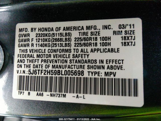 Photo 8 VIN: 5J6TF2H59BL005698 - HONDA ACCORD CROSSTOUR 