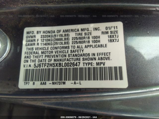 Photo 8 VIN: 5J6TF2H5XBL002647 - HONDA ACCORD CROSSTOUR 