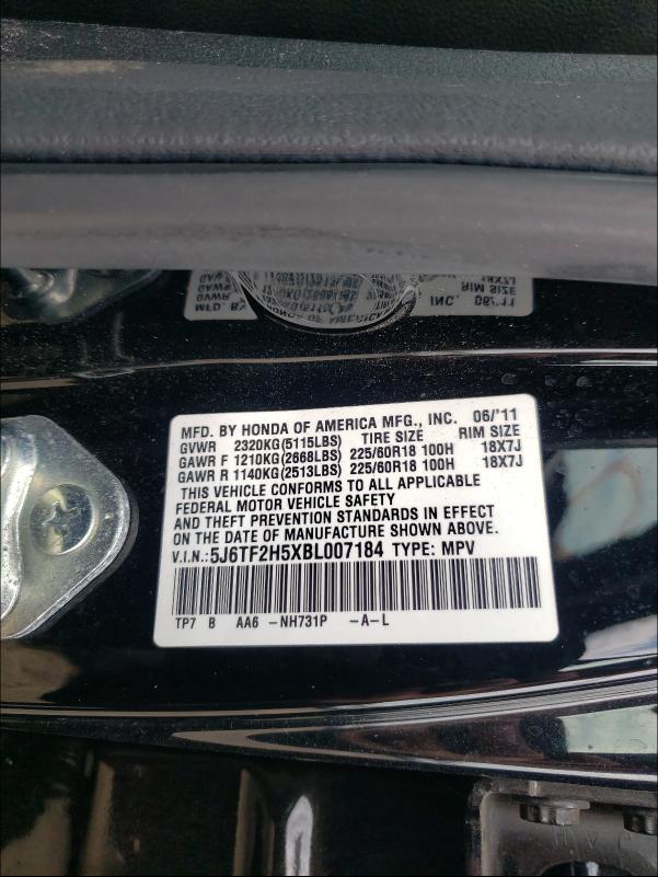 Photo 9 VIN: 5J6TF2H5XBL007184 - HONDA ACCORD CRO 