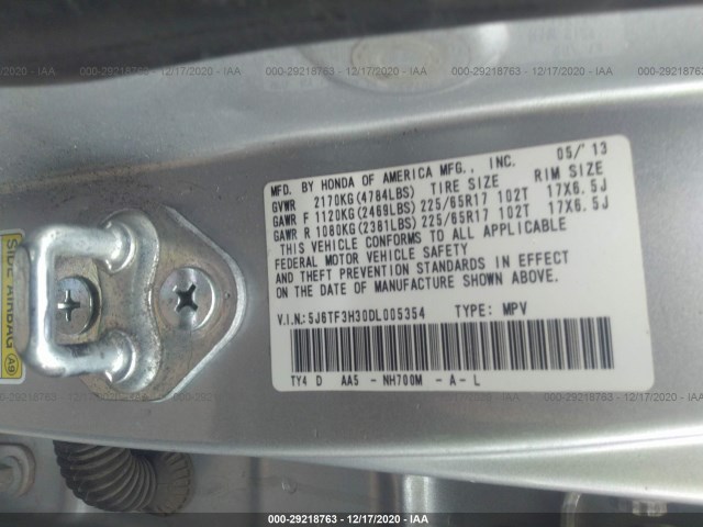 Photo 8 VIN: 5J6TF3H30DL005354 - HONDA CROSSTOUR 